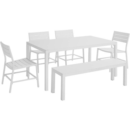 Holland Outdoor 6 Piece Dining Set in White Aluminum