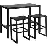 Holland Outdoor 3 Piece Bar Dining Set in Black Aluminum