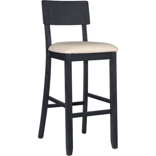 Jorissen Bar Stool in Dark Charcoal Wash Wood & Beige Fabric