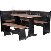 Ardmore Dining Nook Set in Black & Pecan Wood