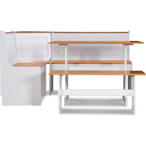 Ardmore Corner Dining Nook Set in White & Wood