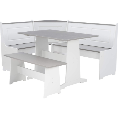 Ardmore Dining Nook Set in White & Gray Wood