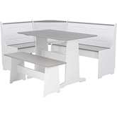 Ardmore Dining Nook Set in White & Gray Wood