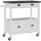 Sydney Kitchen Cart in White Wood & Stainless Steel