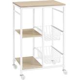 Alicia Small Kitchen Cart in White Metal & MDF