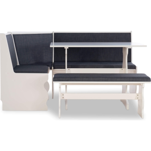 Sasha Dining Nook Set in White & Charcoal Gray Fabric