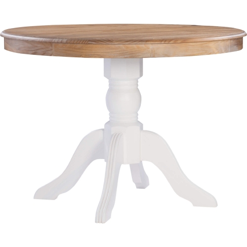 Tobin 42" Round Pedestal Dining Table in Natural Wood & White