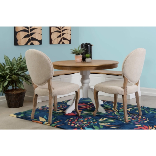 Tobin Backless Corner Dining Nook Set in White & Wood