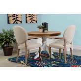 Tobin Backless Corner Dining Nook Set in White & Wood