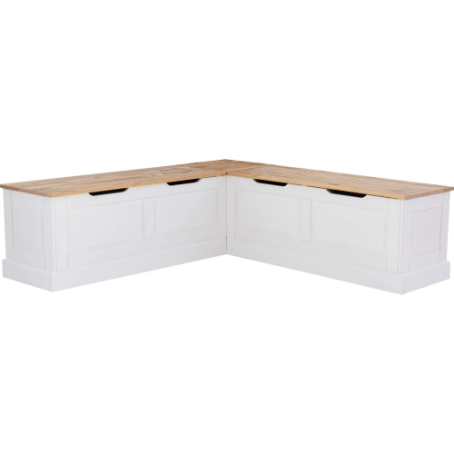 Tobin Backless Corner Dining Nook Set in White & Wood