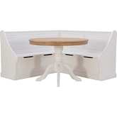 Tobin Corner Breakfast Dining Nook Set in Natural & White