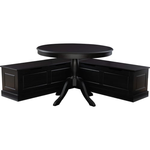 Tobin 2 Piece Dining Table in & Nook Set in Black Finish Wood