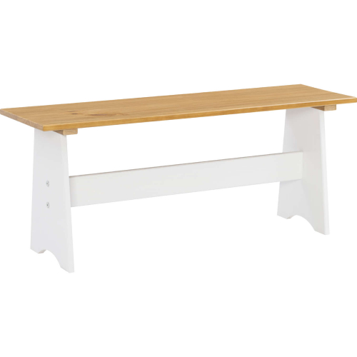 Linson 42" Backless Dining Nook Bench in White & Honey Brown Wood