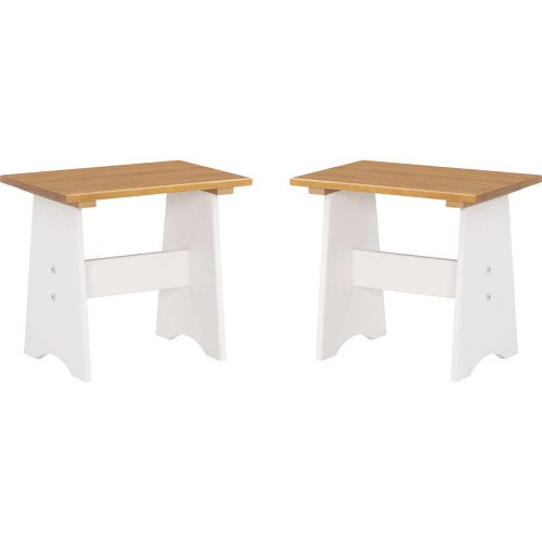 Linson 20" Backless Dining Nook Bench in White & Honey Brown Wood (Set of 2)