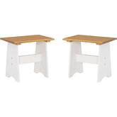 Linson 20" Backless Dining Nook Bench in White & Honey Brown Wood (Set of 2)