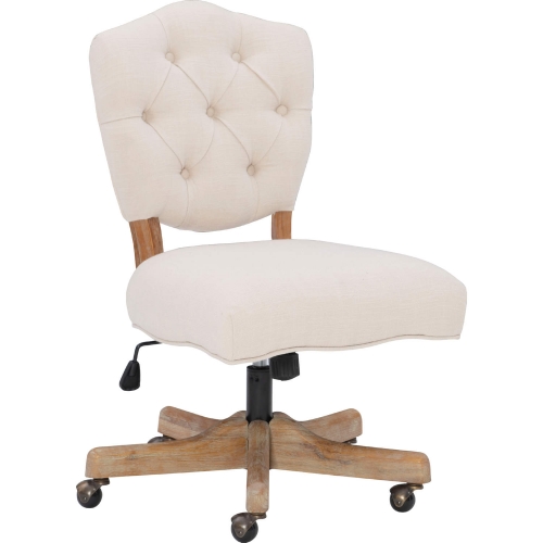 Kelsey Office Chair in Tufted Neutral Fabric & Grey Washed Wood