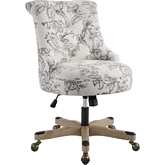 Sinclair Office Chair in Floral Fabric & Grey Wash Finish