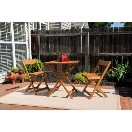 Rockport Outdoor 3 Piece Chair & Side Table Set in Brown