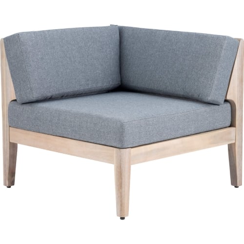 Summerlyn Outdoor Sectional Corner Chair in Gray Fabric & Natural Finish