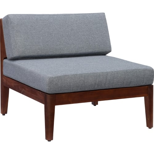 Summerlyn Outdoor Sectional Middle Chair in Gray Fabric & Walnut Finish