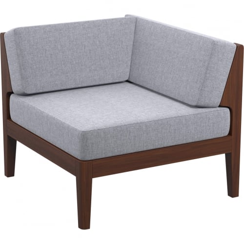 Summerlyn 4 Piece Outdoor Sectional Sofa Set in Walnut Finish & Grey Fabric