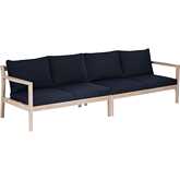 Teagon Outdoor Loveseat White Wash Wood & Navy Blue Fabric (Set of 2)