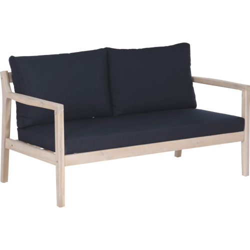 Teagon Outdoor Sofa in White Wash Wood & Navy Blue Fabric