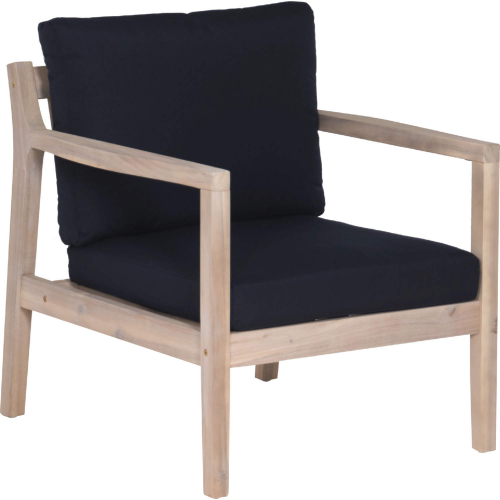 Teagon Outdoor Dining Chair in Wash Wood & Navy Blue Fabric (Set of 2)