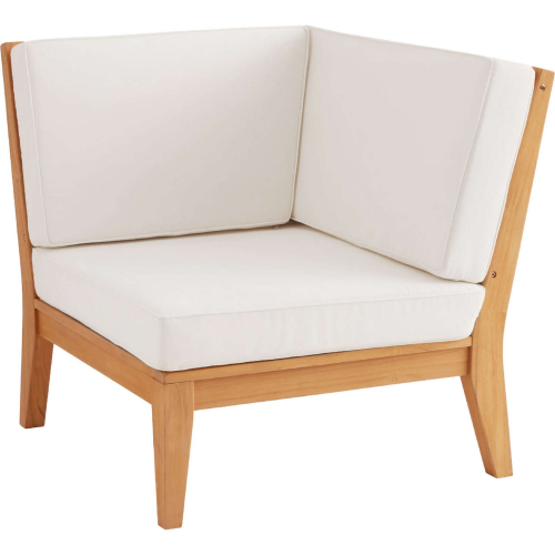 Fontana Outdoor Corner Chair in Teak & Antique White Fabric