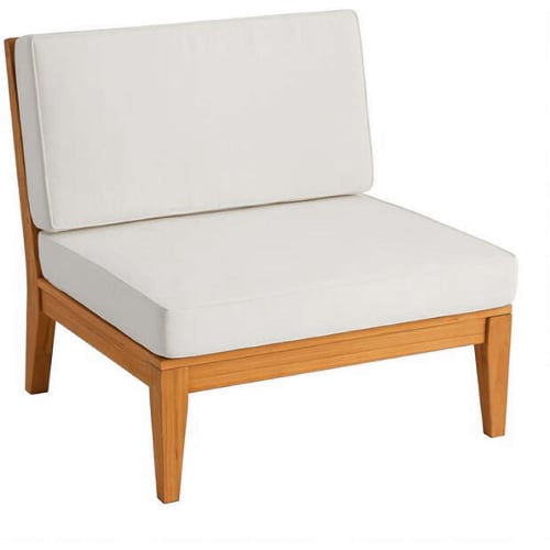 Fontana Outdoor Armless Chair in Teak & Antique White Fabric