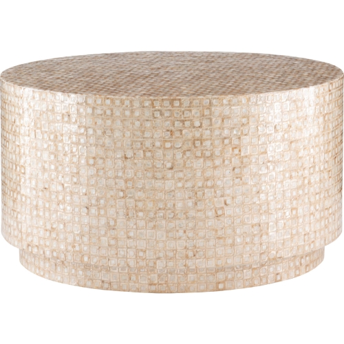 Perrin Coffee Table in Gold & Ivory Mosaic Capiz Shell