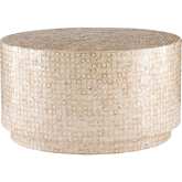 Perrin Coffee Table in Gold & Ivory Mosaic Capiz Shell