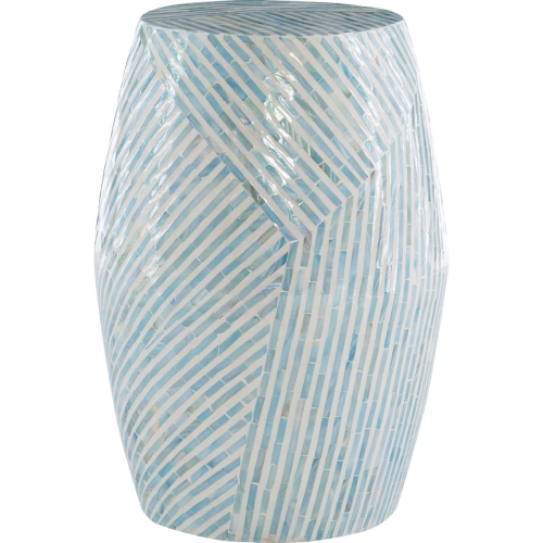 Prianna Drum End Table in Blue Mosaic Capiz