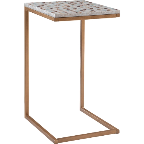 Priscille Accent End C Table in Multicolor Mother of Pearl & Gold