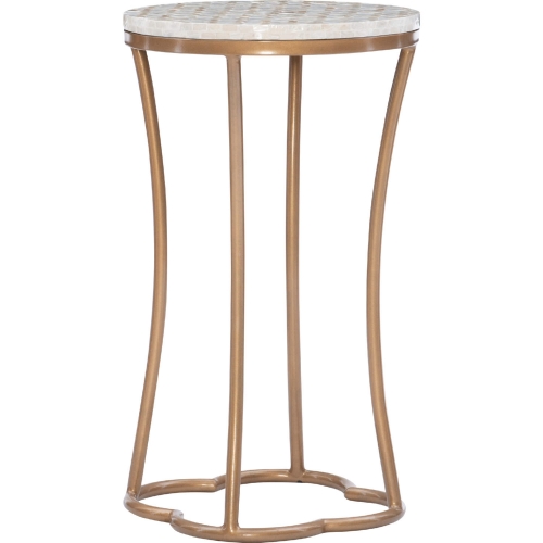 Prisca Accent End Table in Ivory Mosaic Capiz Shell & Gold