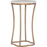 Prisca Accent End Table in Ivory Mosaic Capiz Shell & Gold