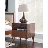 Reid 1 Drawer Night Stand in Walnut Finish Wood