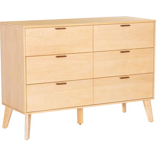 Reid 6 Drawer Dresser in Natural Finish Wood