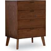 Reid 4 Drawer Chest in Walnut Finish Wood