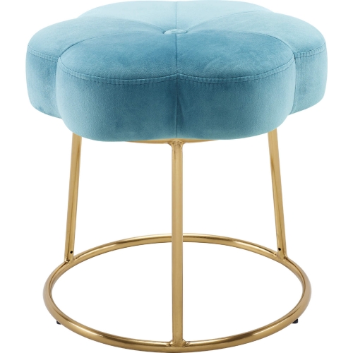 Seraphina Vanity Stool in Light Blue Fabric & Gold