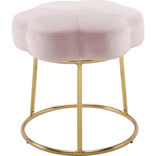 Seraphina Accent Vanity Stool in Light Pink Velvet & Gold