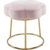 Seraphina Accent Vanity Stool in Light Pink Velvet & Gold