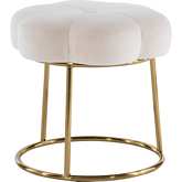 Seraphina Accent Vanity Stool in White Velvet & Gold