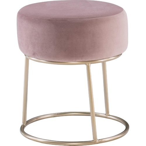 Bandi Accent Vanity Stool in Pink Velvet & Rose Gold Metal