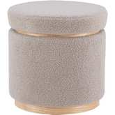 Blanche Storage Ottoman in Light Grey Sherpa & Wood