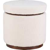 Blanche Storage Ottoman in Natural Sherpa & Walnut