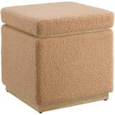 Blanche Square Ottoman in Tan Sherpa Fabric & Wood