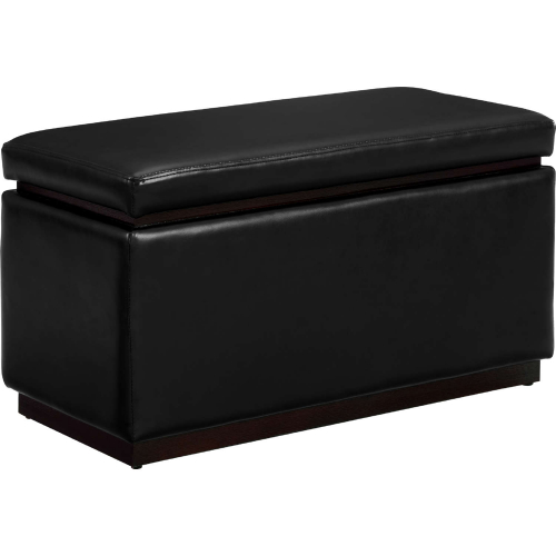 Blanche Ottoman in Black Eco Leather & Walnut Finish