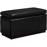 Blanche Ottoman in Black Eco Leather & Walnut Finish