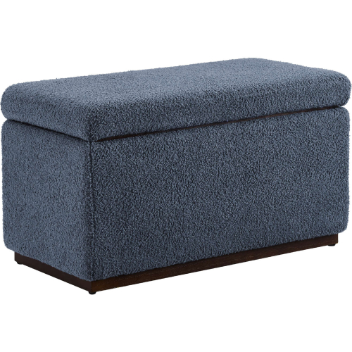 Blanche Ottoman in Dark Grey Sherpa Fabric & Walnut Finish